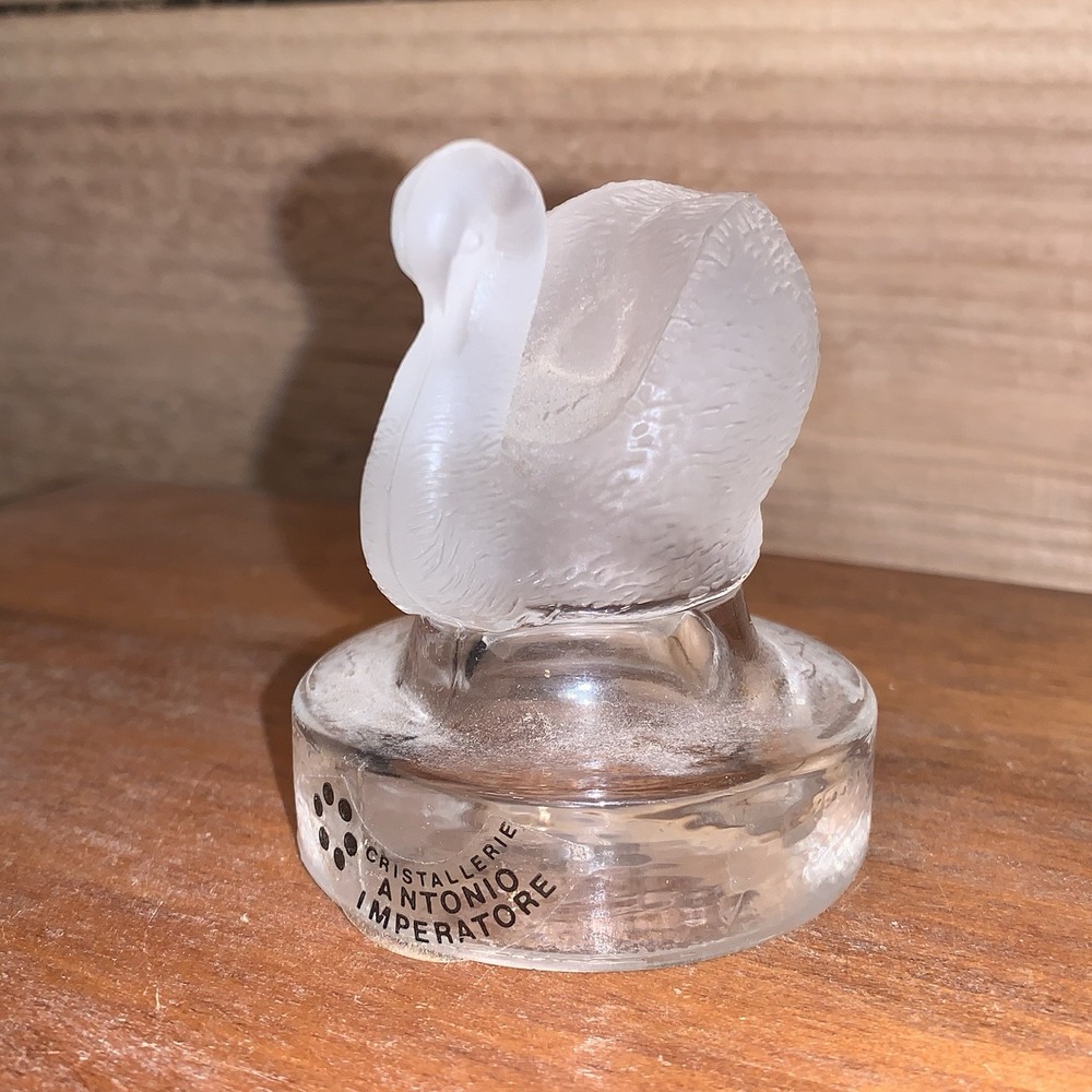 Cristallerie Antonio Imperatore Swan Frosted‎ Figurine Italy Glass Vintage